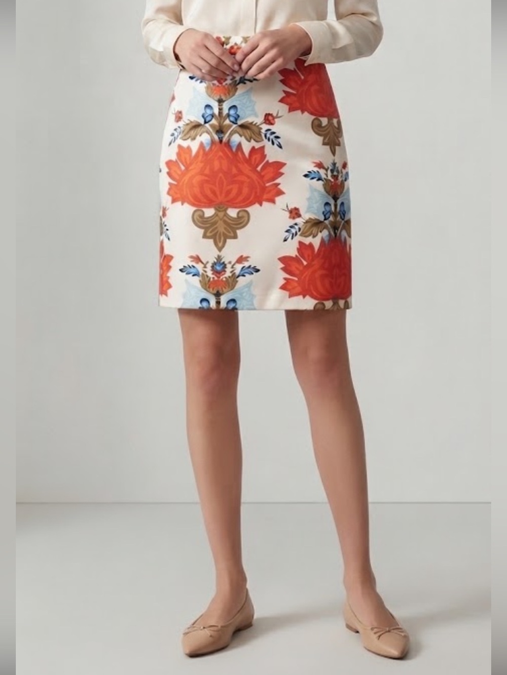 Vintage NWOT Talbots 100% Silk Floral Skirt